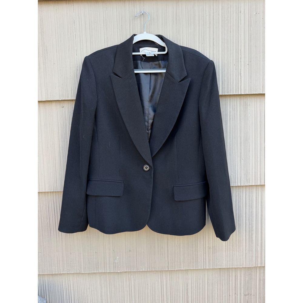 Jones New York Suit Womens Black Pinstripe Single Button Blazer Size 12
